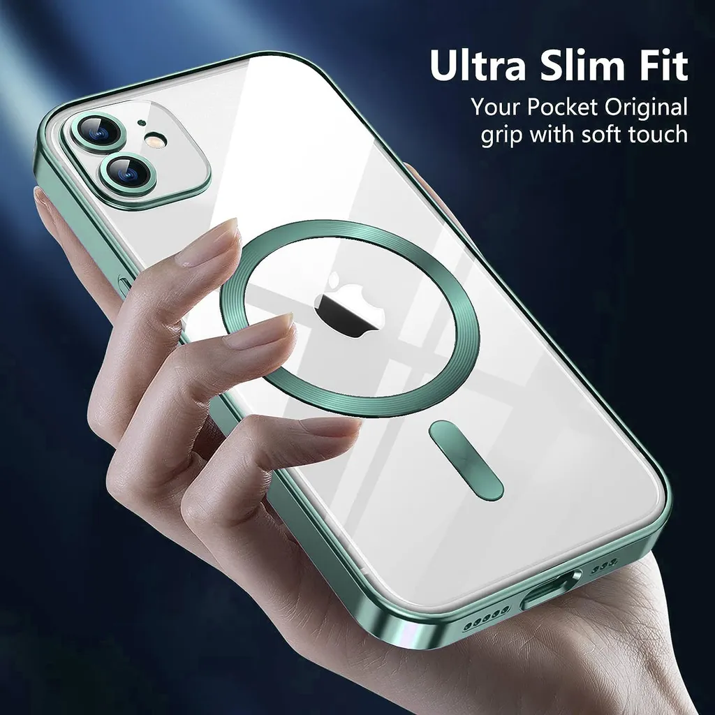 Custodia Magnetica Per IPhone 15 – Silicone Opaco Con Supporto MagSafe – Verde Chiaro - copertina