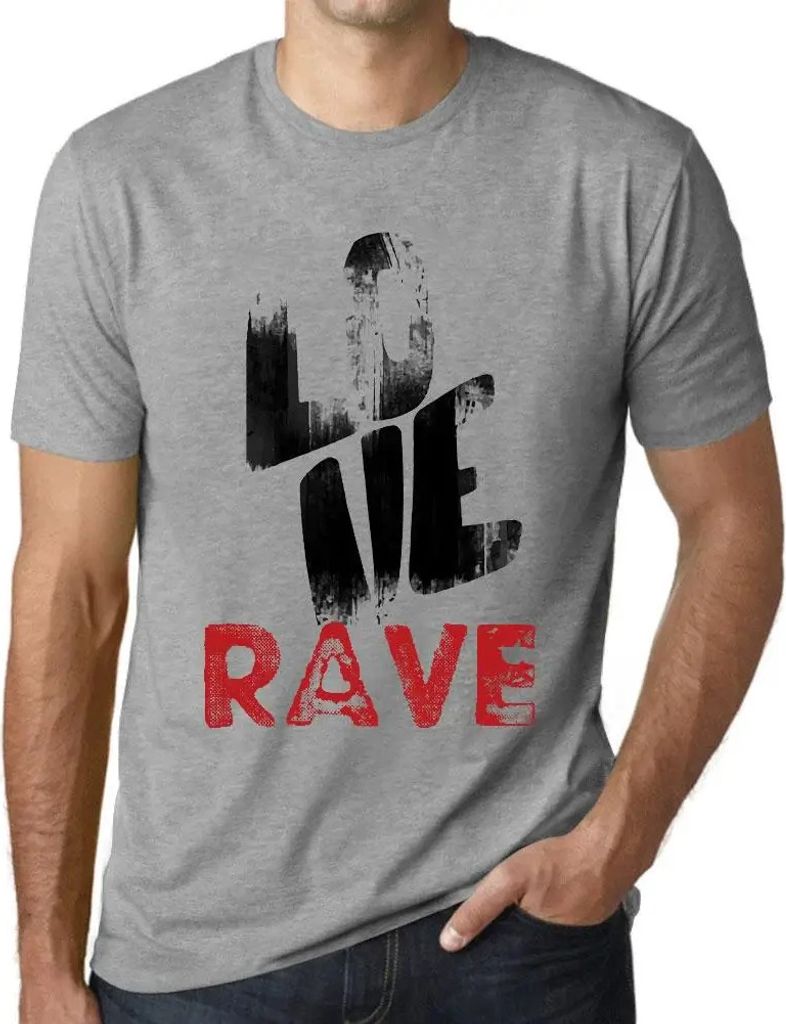 Herren Grafik T-Shirt Love Rave Öko-Verantwortlich Vintage Jahrgang Kurzarm Lustige Druck Geburtstag Geschenk Mann