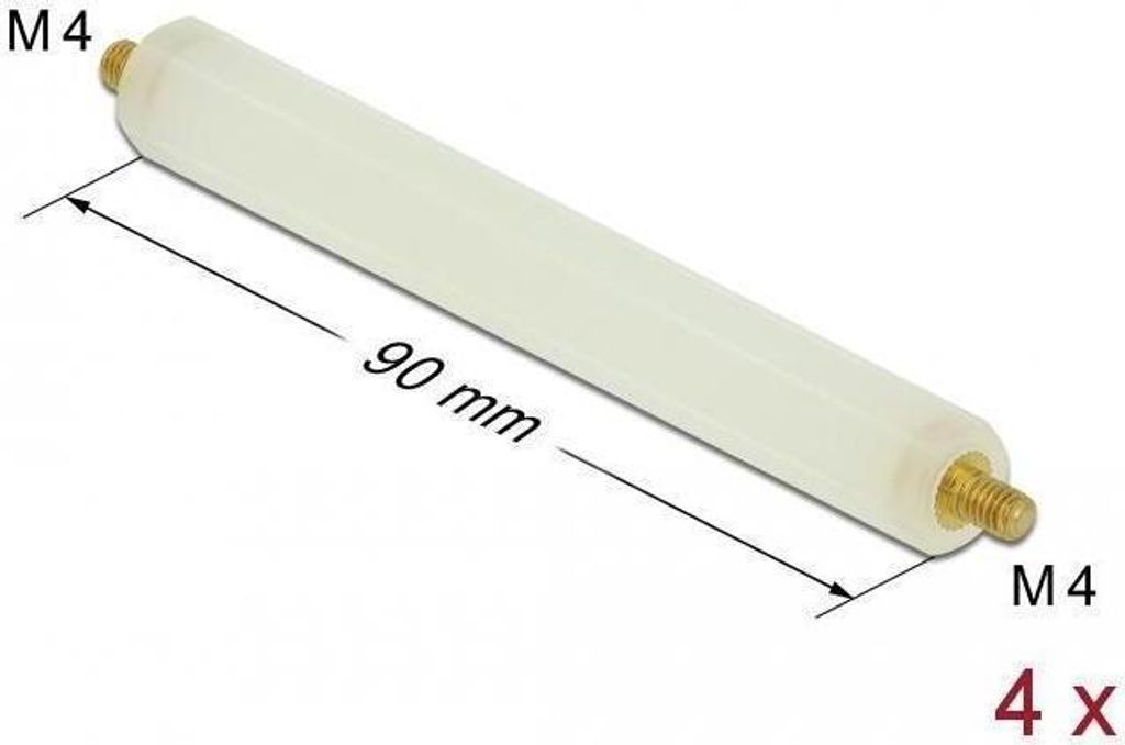 DELOCK Abstandshalter M4 x M4, Sechskant/ Außen, 90mm Natur