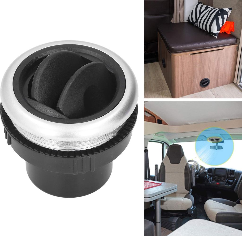 Armaturenbrett-Klimaanlage-Auslass-Entlüftungs-Deflektor-Verkleidung, universal, drehbar, rund, für Autos, Wohnmobile, Busse