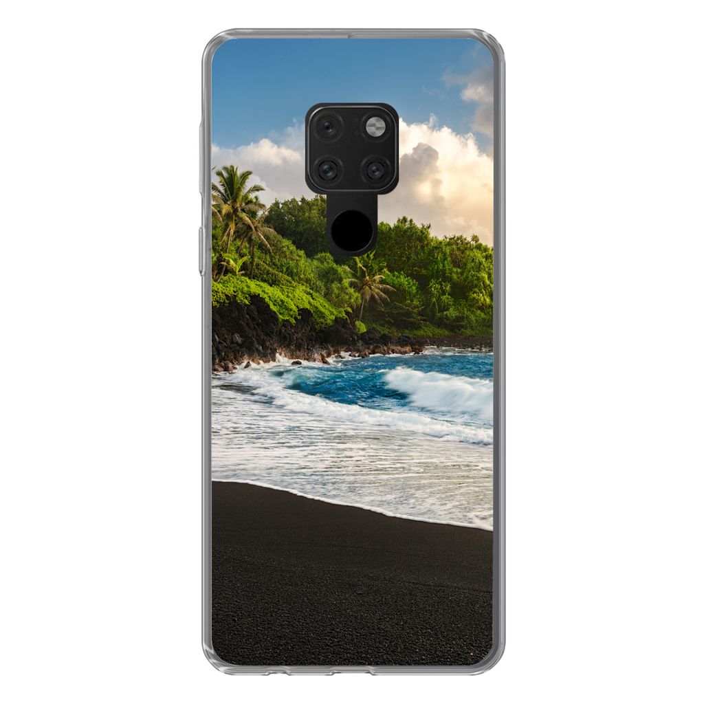 MuchoWow Handyhülle Schutzhülle Hülle für Huawei P40 Lite Ein schwarzer Sandstrand auf Hawaii Silikon Softcase Handy Hülle - Handy
