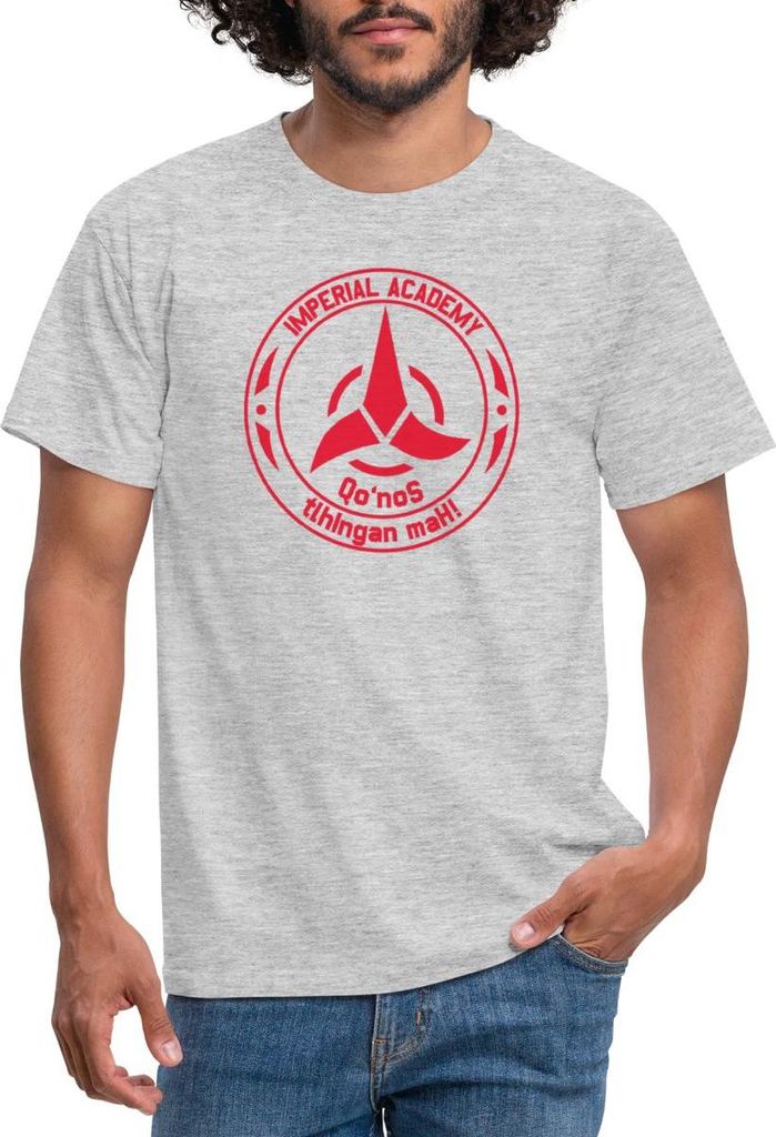 Spreadshirt Star Trek Discovery Klingone Qo'noS Academy Männer T-Shirt, XL, Grau meliert
