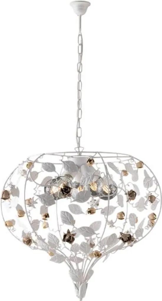 Bella Lustre Shabby Blanc 5 lumières d.68cm BL196-5-BCO - Fer Laqué