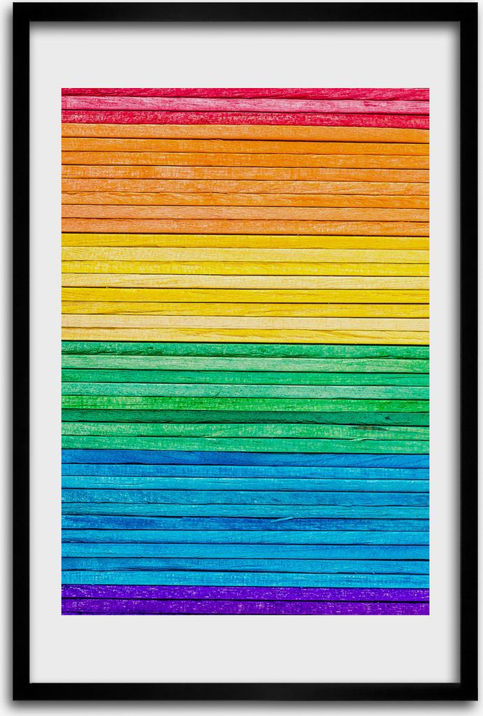 Bild - Bilderrahmen - 40 cm x 60 cm - MDF - Rahmen - Wandkunst - Farbige Streifen