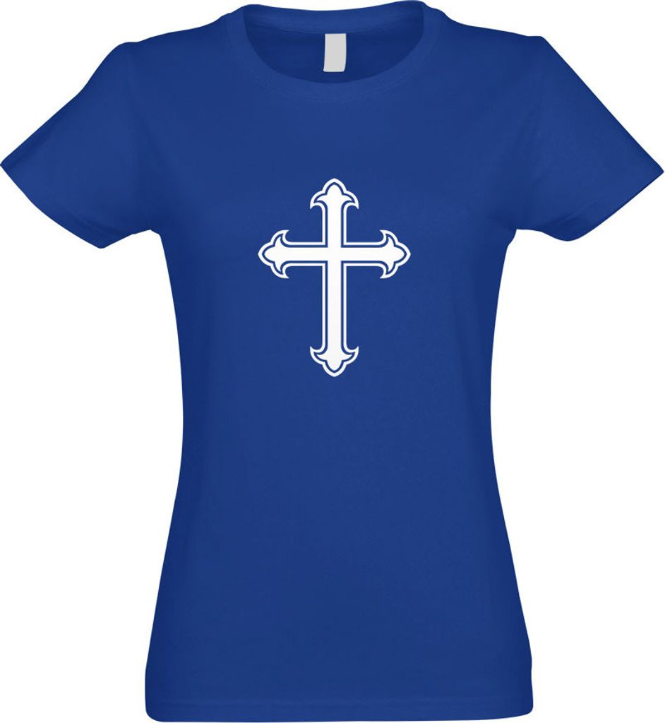 Kiwistar - T-Shirt tailliert - Damen - royal - Lilienkreut - Ritterkreuz - mit Motiv Bedruckt - Funshirt Design - Sport - Freizeit - Damen - M