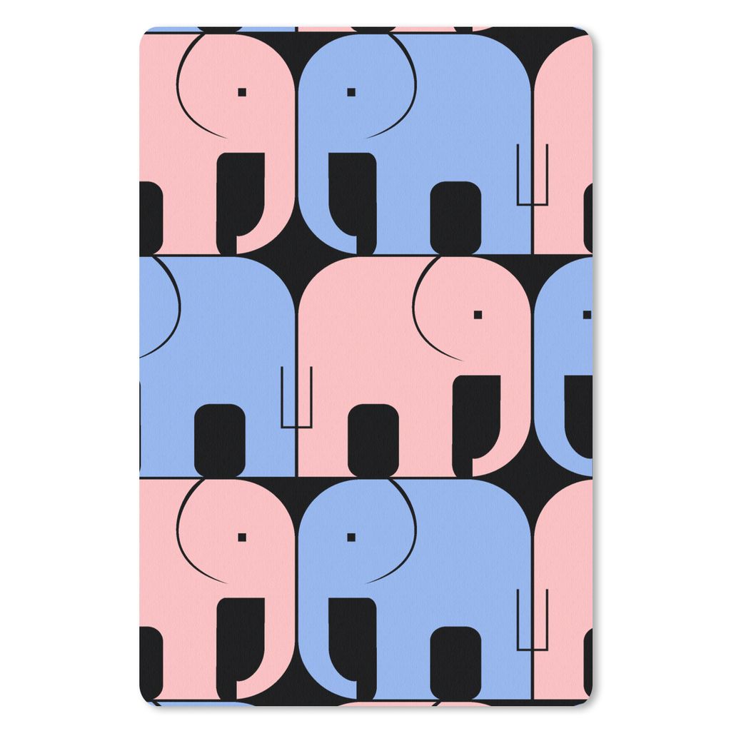MuchoWow Mauspad Mousepad Elefant - Linie - Schwarz - Muster 18x27 cm - Mousepads - Maus Mat - Pad - Mausunterlage