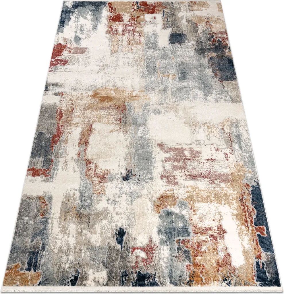 Tapis abstrait blanc et rose poudré à franges 120x170 cm DISTIN 0144B