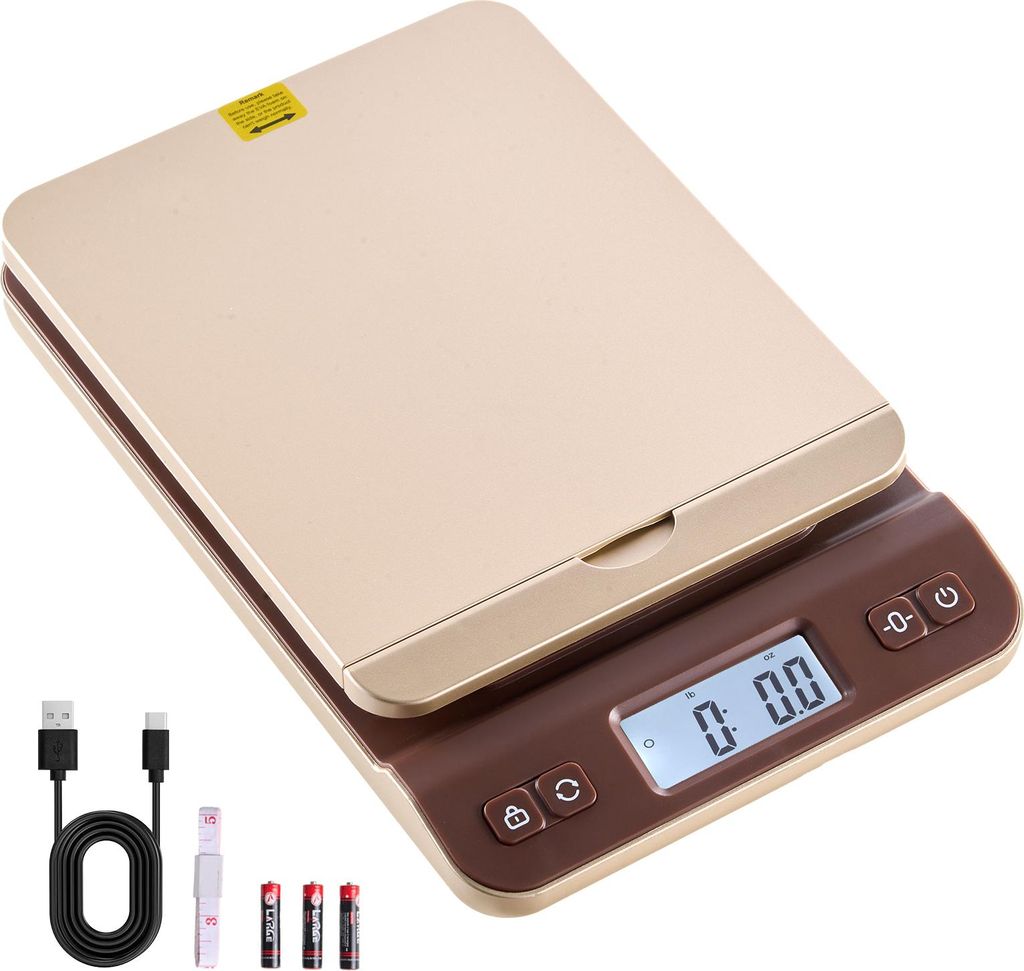 VEVOR Digitale Paketwaage, 2g Genauigkeit, 40kg Postwaage mit Hold-/Tara-/Auto-Off-Funktion, Flip-Halter-Design & einfacher Kalibrierung, Briefwaag...