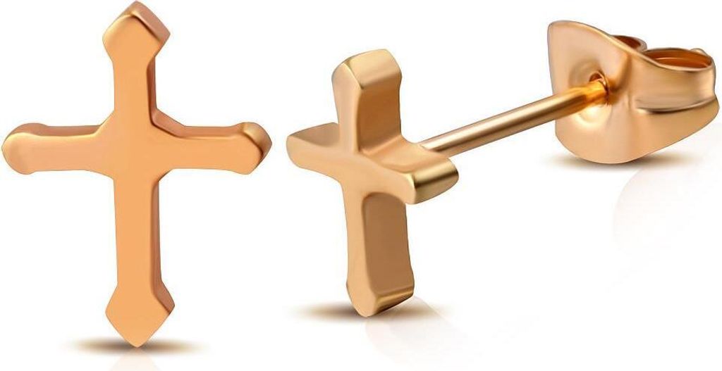 Ohrstecker Kreuz Rosegold aus Edelstahl Uni