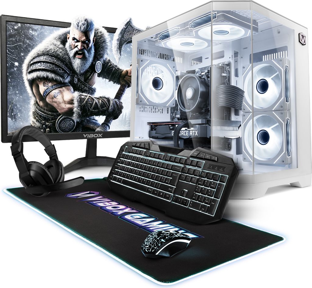 Vibox V-316 Gaming PC Set Komplett - Monitor 23 Zoll - AMD Ryzen 5 5500 4,1 GHz - Radeon RX 9070 12 GB - 16 GB RAM - 1 TB NVMe M.2 SSD - Windows 11...