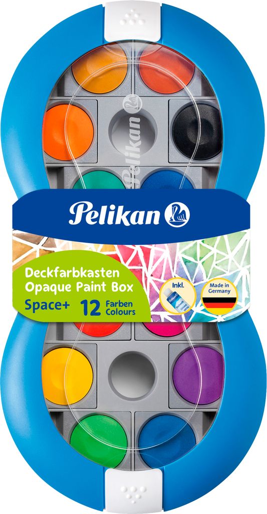 Pudełko z farbą Pelikan Space blue 12 kolorów kryjący biały Zdjęcie produktu 