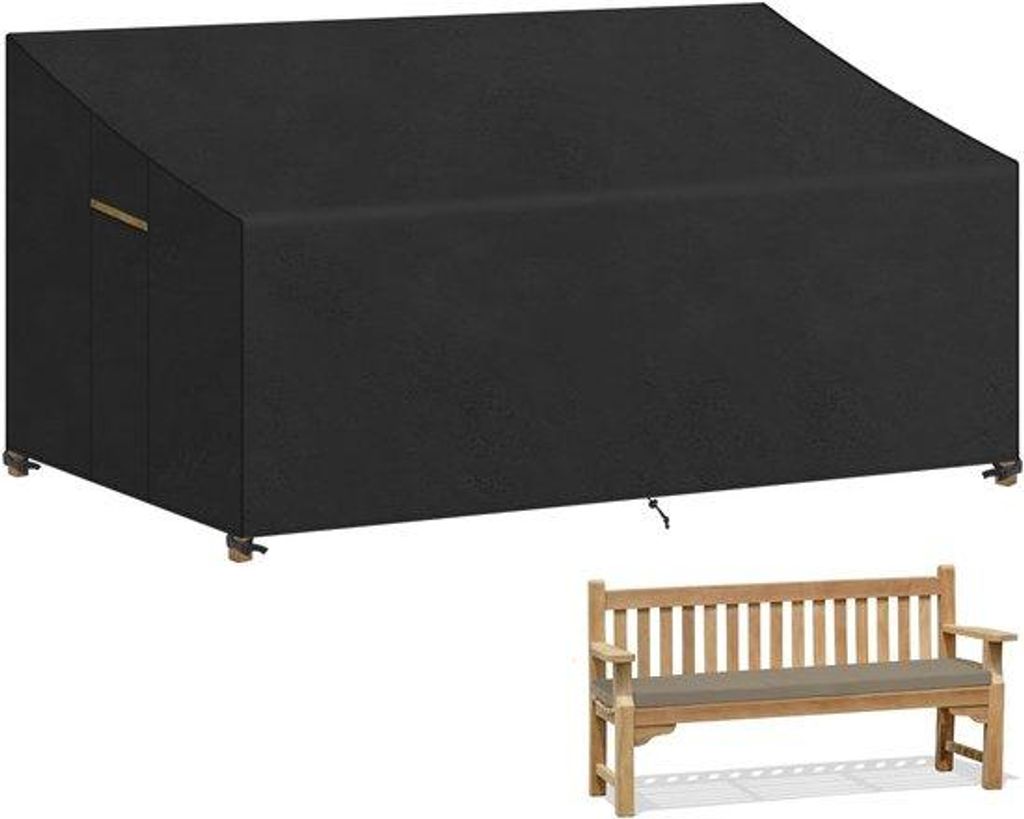 Famanu Gartenbankhülle wasserdicht, 3-4-Sitzer, UV-beständig, 190 x 80 x 63/89 cm