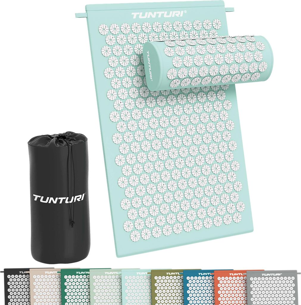 Tunturi Akupressurmatte mit Kissen - Akupunktur Matte - Stachelmatte für Rücken, Nacken, Fuße, Ganzkörper - 2in1 Nagelmatte Akupressurmatte - A...