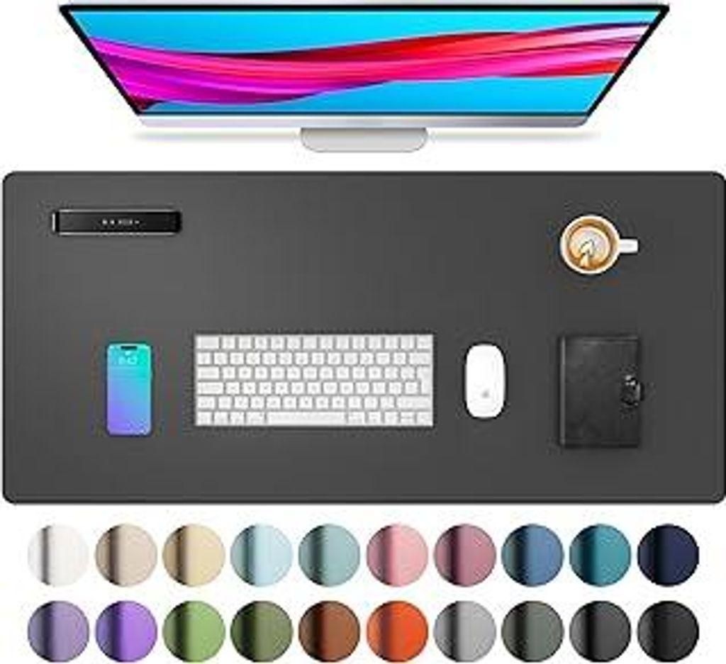 Aothia Schreibtischunterlage,Mauspad mit Leder und Rutchfeste Wildleder,Multifunktionales Office Mousepad Laptop Schreibunterlage,Tisch-Schutz Unte...