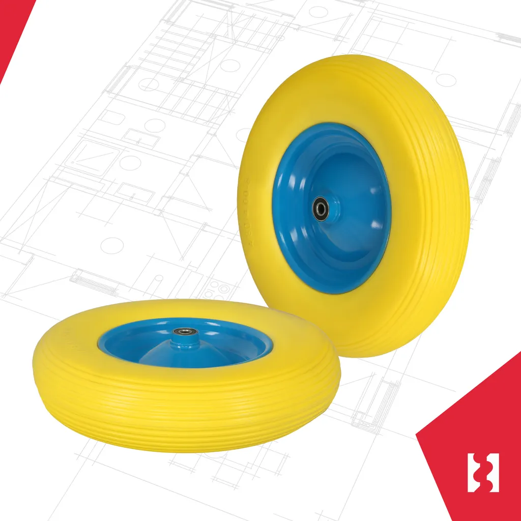 Roue de brouette polyuréthane KOTARBAU Ø 390mm increvable avec axe - 4