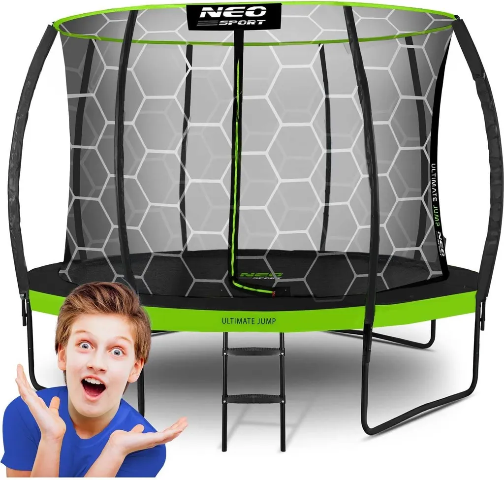 Trampoline de jardin Neo-Sport 374 cm avec filet de protection interne