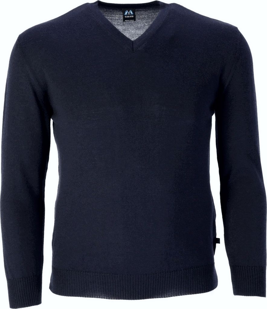 Blauer Peter - leichter Merino-Pullover - Uni - V-Ausschnitt - Langarm - 10 Farben