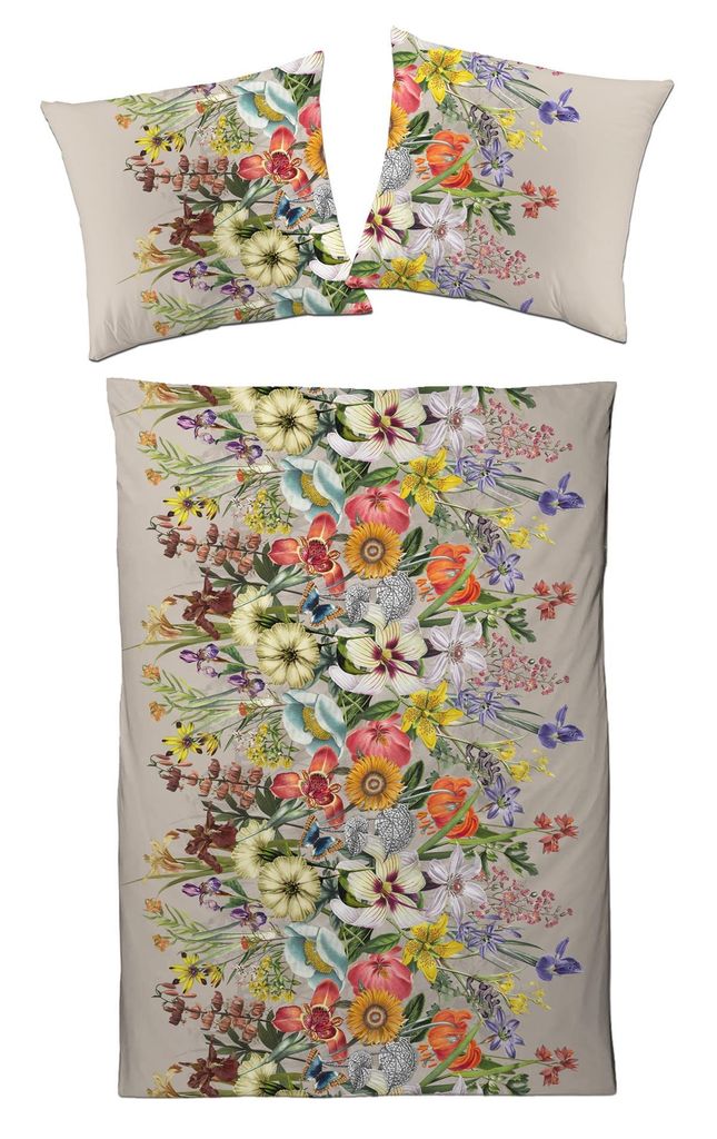 Mako Satin Bettwäsche 135x200 Bettbezug geblümt Schmetterling Bettbezug 135 x 200 aus 100% Baumwolle