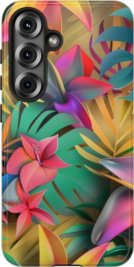 Lebhaftes tropisches Blütenmuster – Hülle Kompatibel mit Samsung Galaxy S25