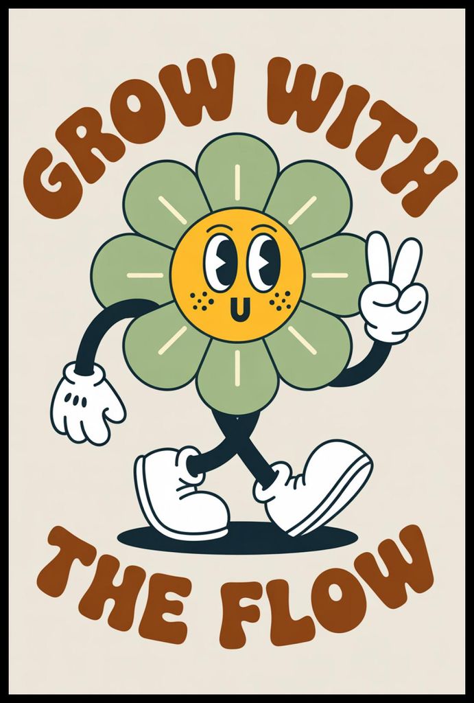 Poster 61x91,5cm Motivationsaffirmation Retro Vintage Für Wohnzimmer Grow