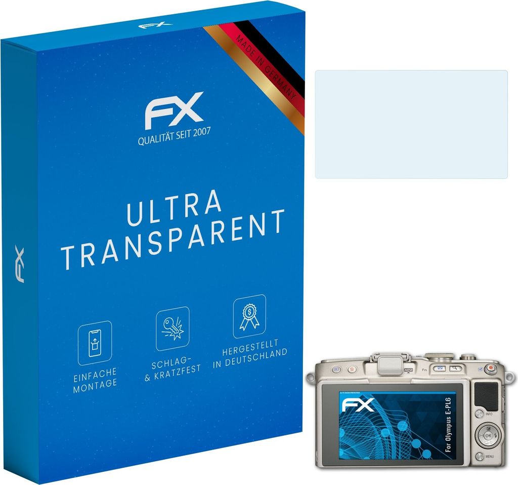 atFoliX FX-Clear 3x Schutzfolie kompatibel mit Olympus E-PL6 Displayschutzfolie