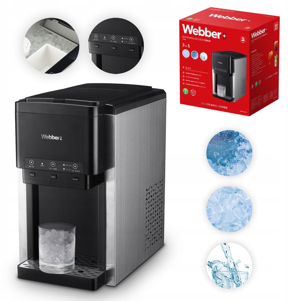 3-in-1-Eiswürfelmaschine, Wasserspender und Eiszerkleinerer Produktbild 