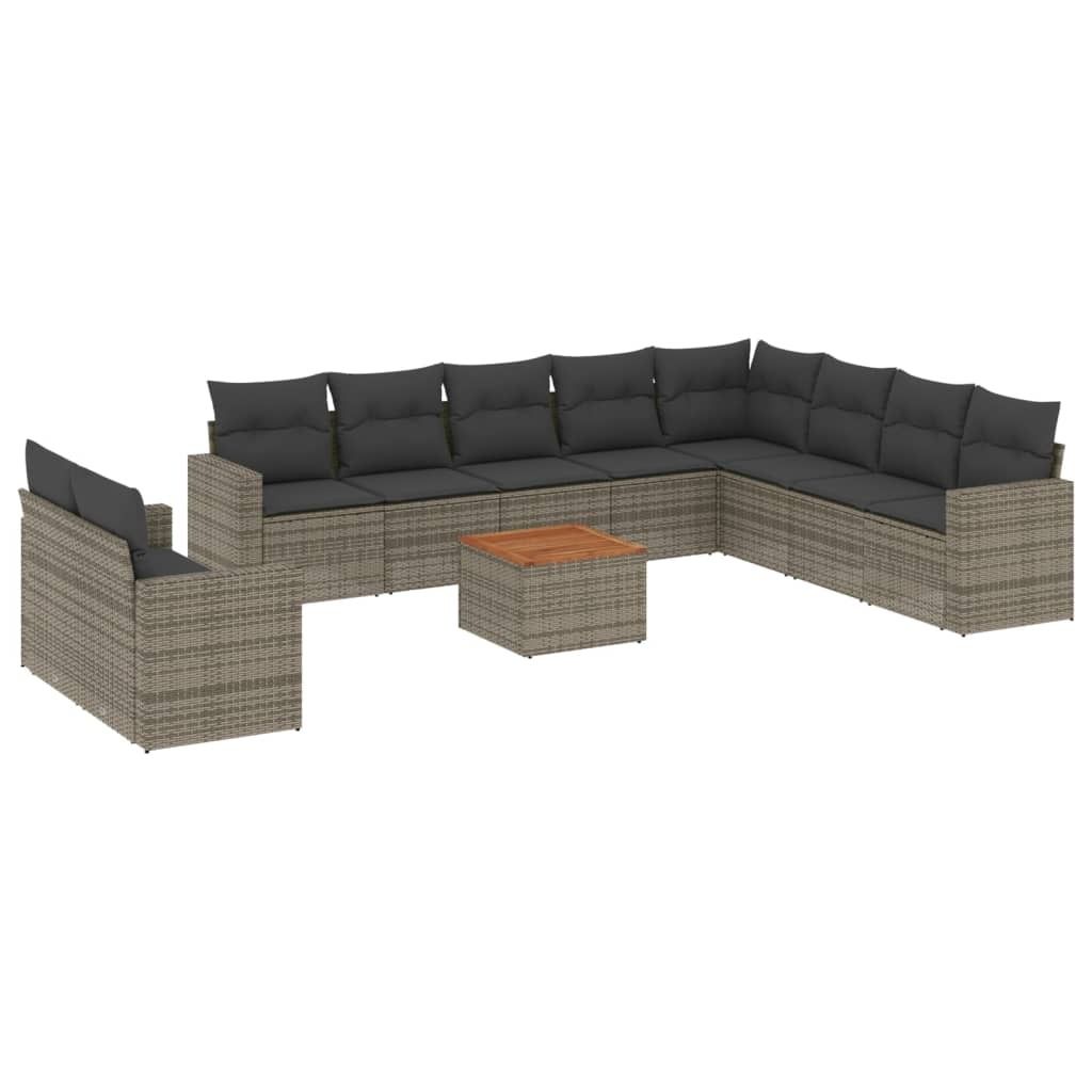 "im Sonderangebot" 11-tlg. Garten-Lounge-Set - elegantes Design - Sitzgruppe/Gartengarnitur - mit Kissen Grau Poly Rattan - Terassenmöbel DEMöbel...
