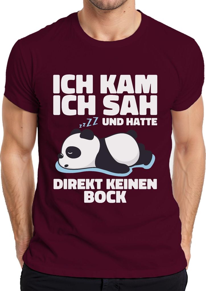 Ich kam ich sah und hatte keinen Bock Panda faul müde Schlaf Herren T-Shirt, Burgundy, XL
