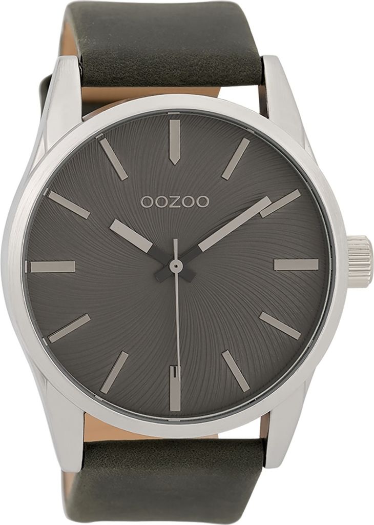 Oozoo Armbanduhr dunkelgrau Leder struktur Timepieces Herren-Damen Analog UOC9628A