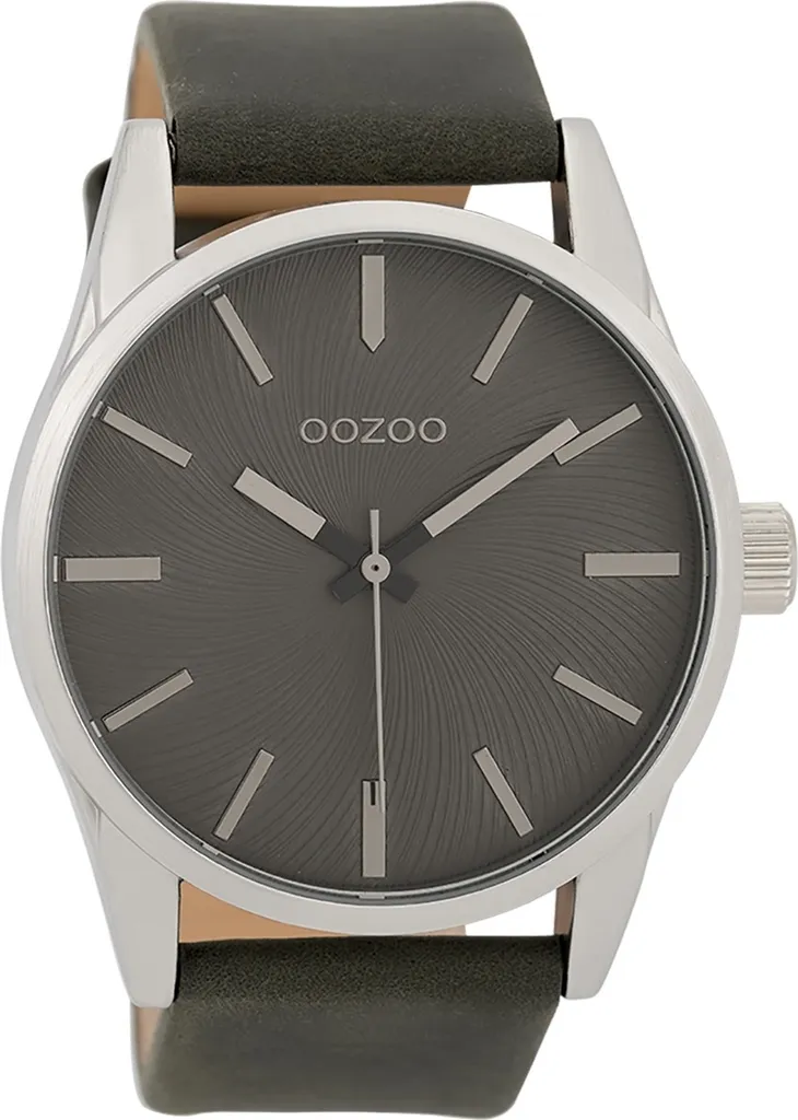 Montre Oozoo cuir gris foncé structure design Timepieces unisexe C9628A