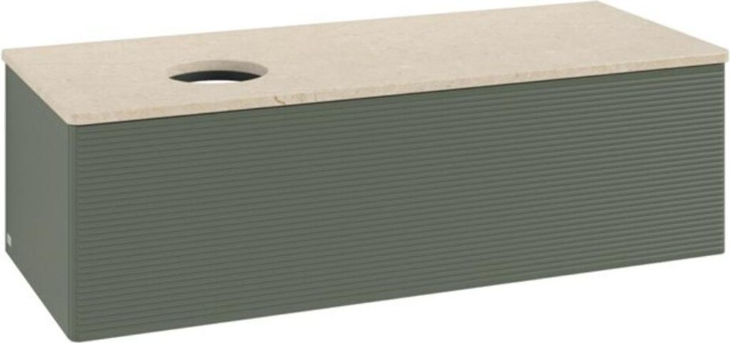 V&B Waschtischunterschrank mit Frontstruktur, mit Beleuchtung Antao 120x36x50cm, WBP botti., lea gre. m Lac