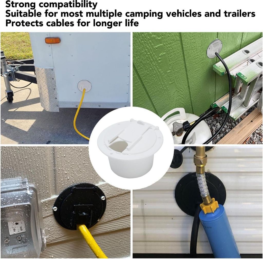 Wohnmobil-Netzkabel-Lukenabdeckung, schützend, wetterfest, einfache Installation für Reisen, Zelt, Anhänger, Wohnmobil, Garage, weiß