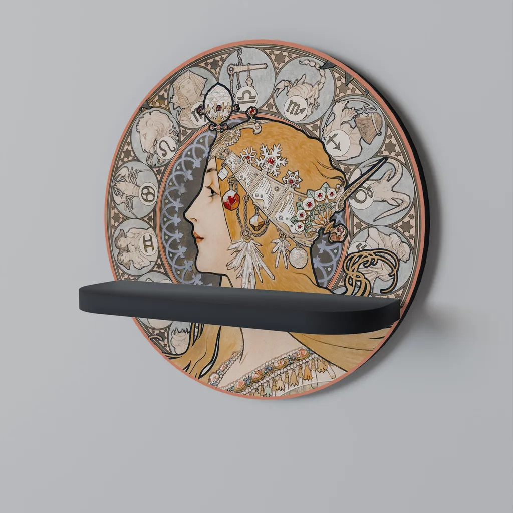 Étagère Murale Ronde Noire en Métal - Support de Décoration ZODIAQUE 50cm