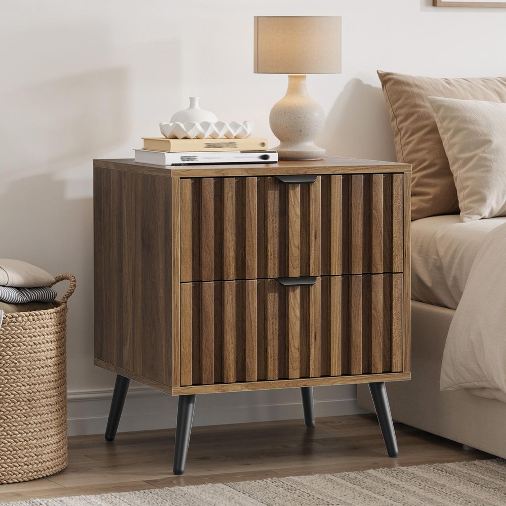 okwish Nachttisch mit zwei Schubladen, Beistellschrank mit  Produktbild 