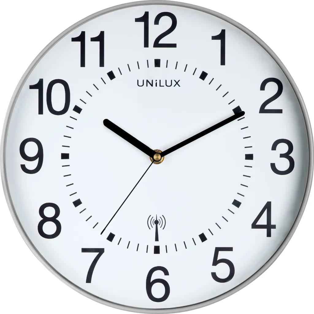 Horloge murale radio-pilotée WAVE automatique Ø 30 cm en gris métal