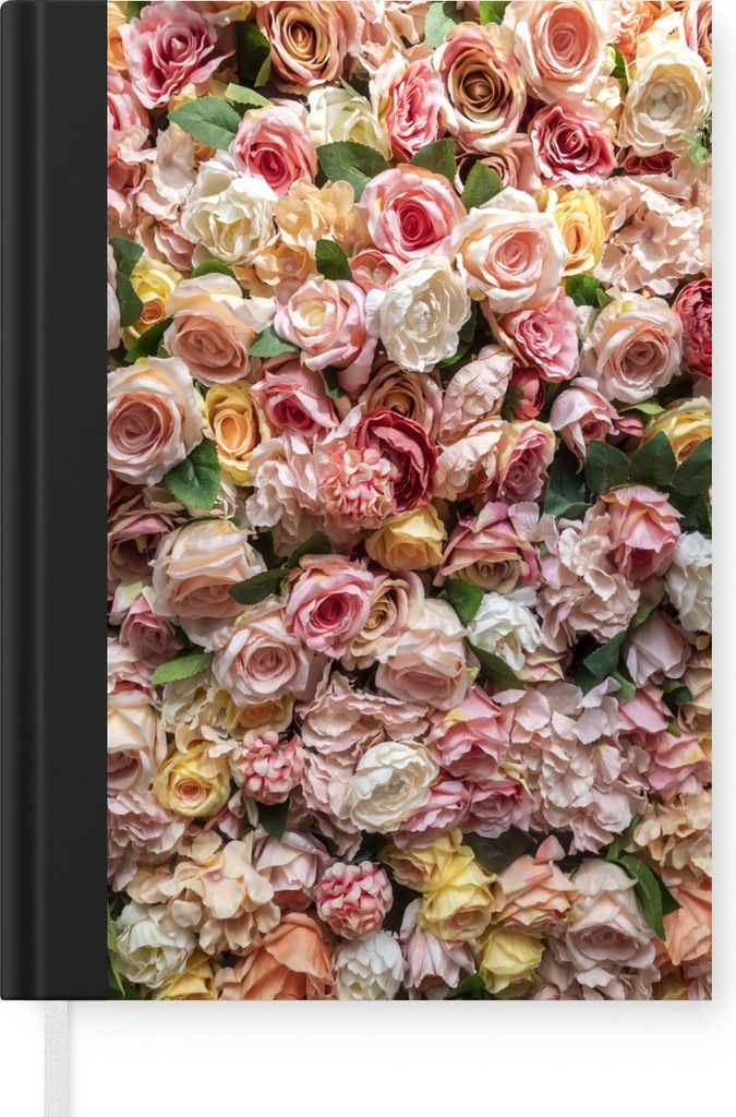 MuchoWow Notizbuch Tagebuch Haushaltsbuch Notebook A5 Rosen - Farben - Wand - Notizblock - Notizheft - Notebook - Schreibblock - Papier