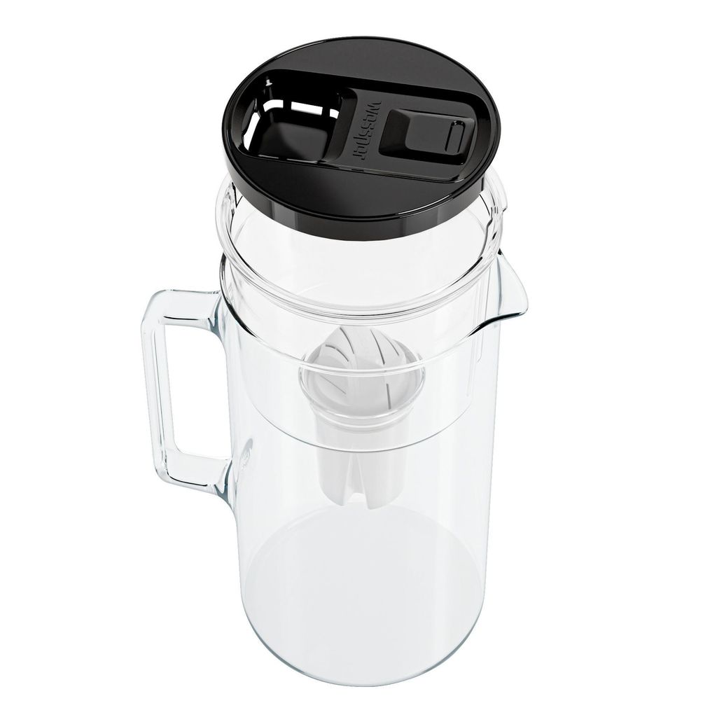 Caraffa Filtrante In Vetro Borosilicato Wessper 3 Litri Con Contatore - Compatibile Con Cartucce Aquaphor/Brita/Dafi, +1 Cartuccia Inclusa, Bianca