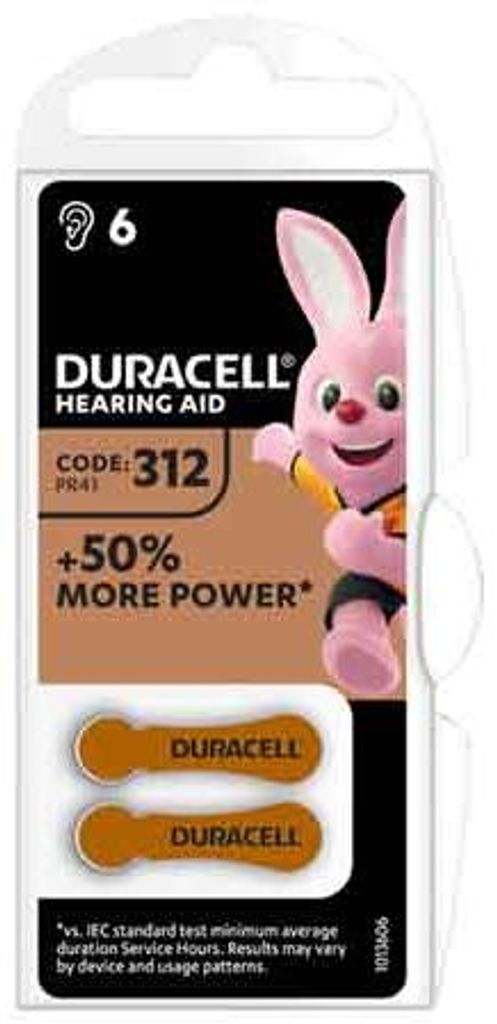 Duracell - Batterie Duracell DA312 Hörgerät | Blasen Sie ein 6 -Stück | 10 Stück