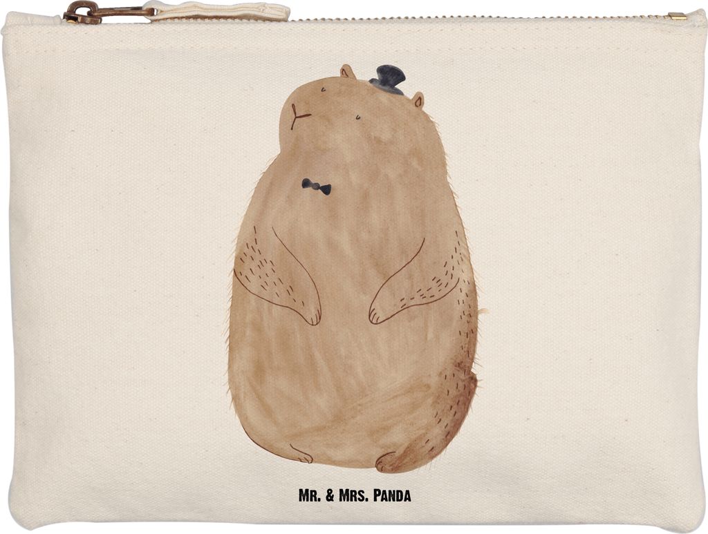 Mr. & Mrs. Panda toiletry bag Murmeltier Größe M - Weiß - Geschenk, Stoffbeutel, Fröhlichkeit, kosmetiktäschchen, pencil case, Respekt, Knigge...