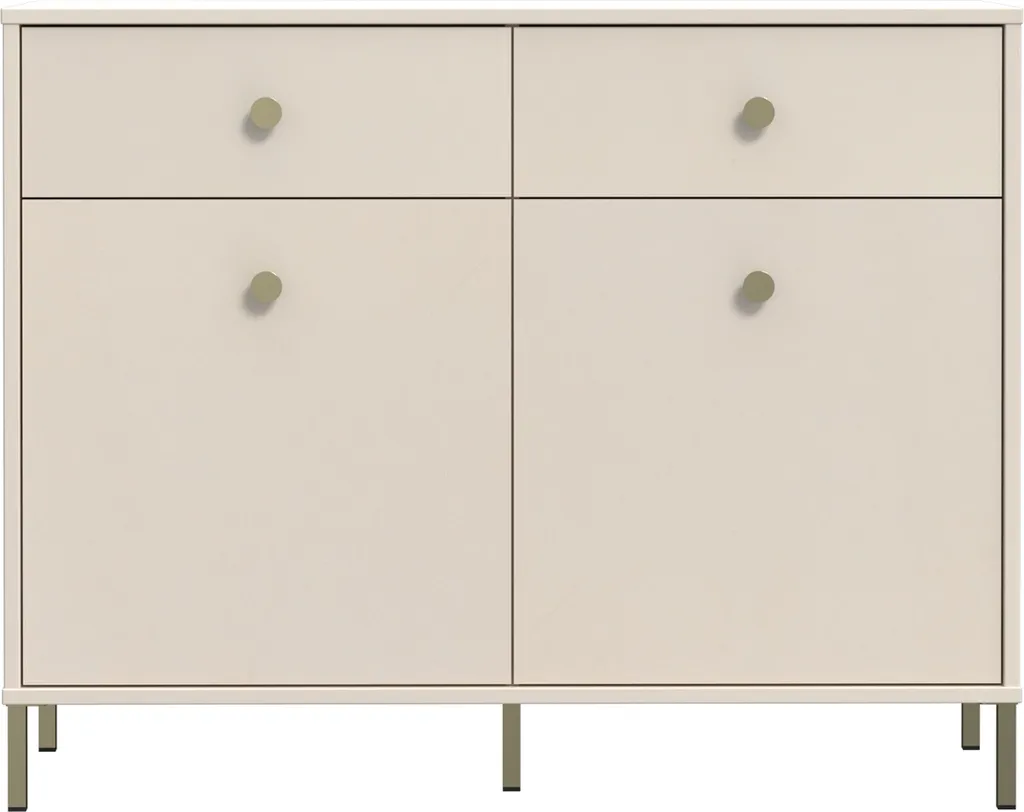 Commode Basse SALVATRICE Finition Sable 114cm avec Tiroirs et Portes