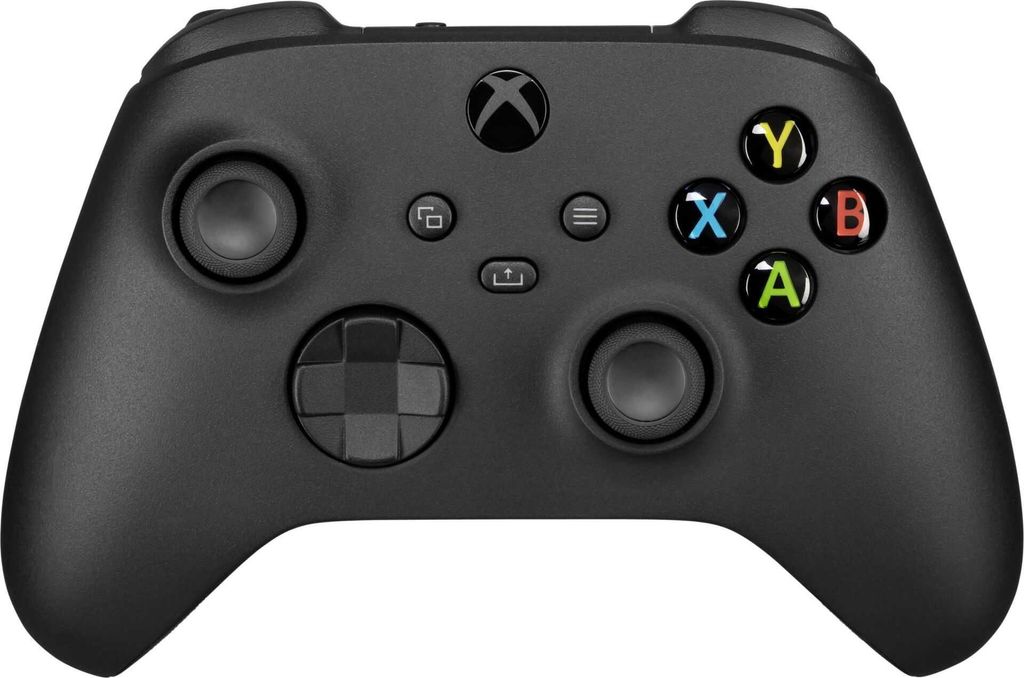 A black Xbox controller is shown against a white background.