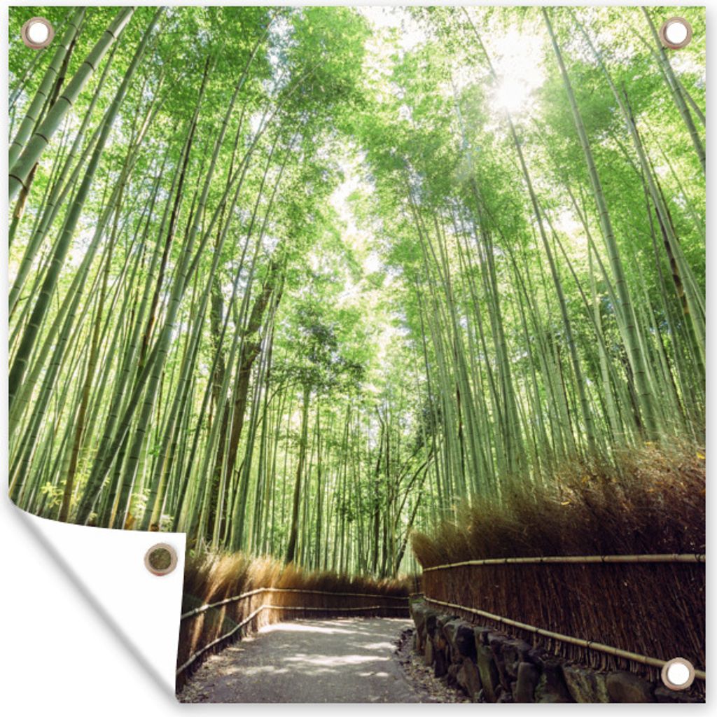 MuchoWow 50x50 cm Outdoor-Poster Gartendeko Sichtschutz Garten Poster für den Garten Bambushain in Arashiyama Japan