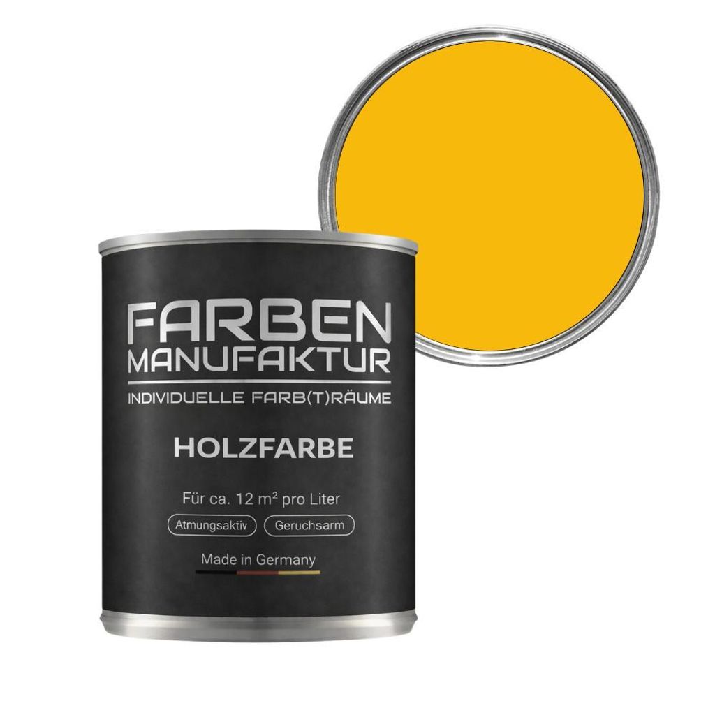 Farben Manufaktur Holzlasur – Signalgelb ca. RAL 1003 – Produktbild 