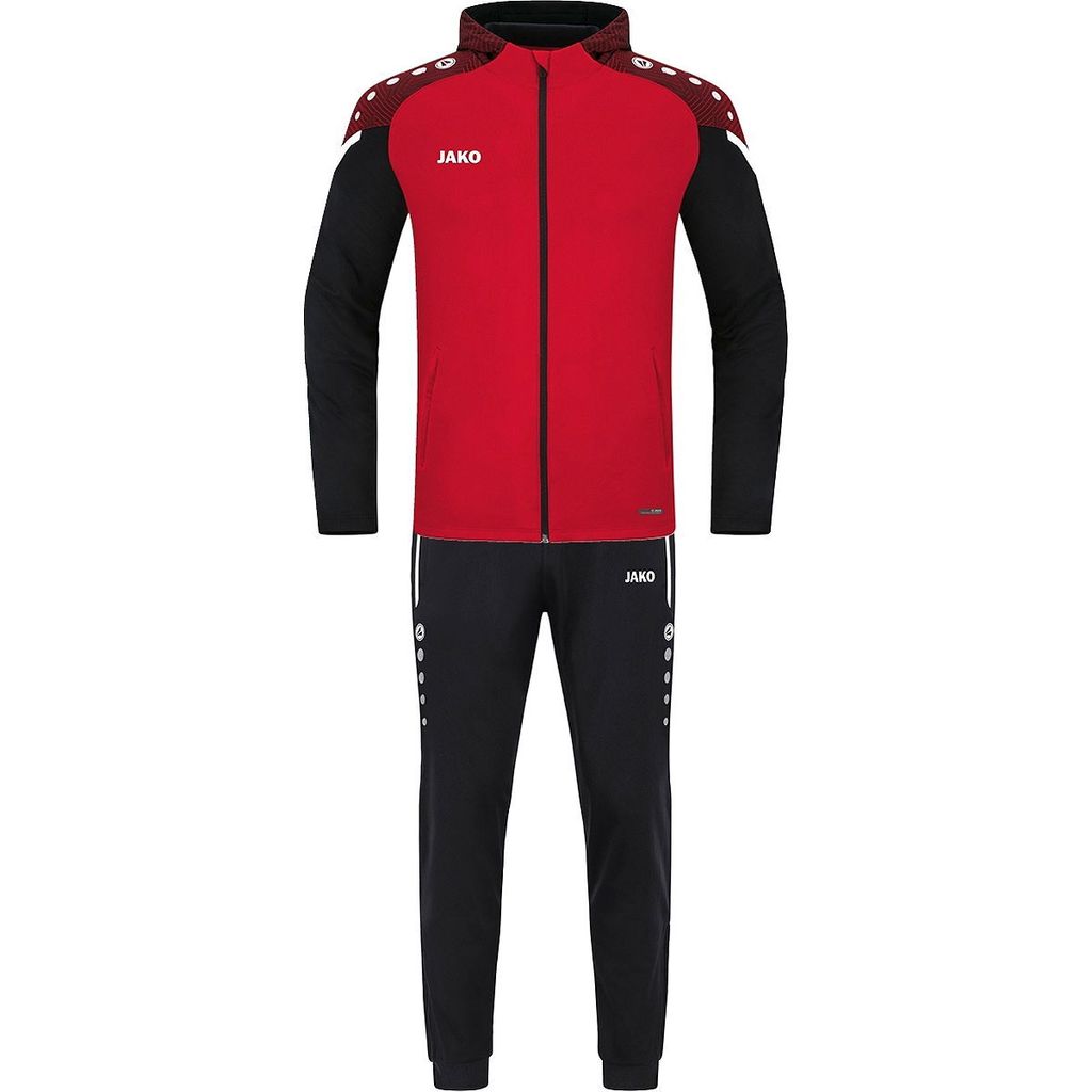 JAKO Unisex Trainingsanzug Polyester Performance mit Kapuze, Farbe:rot/schwarz, Größe:XL