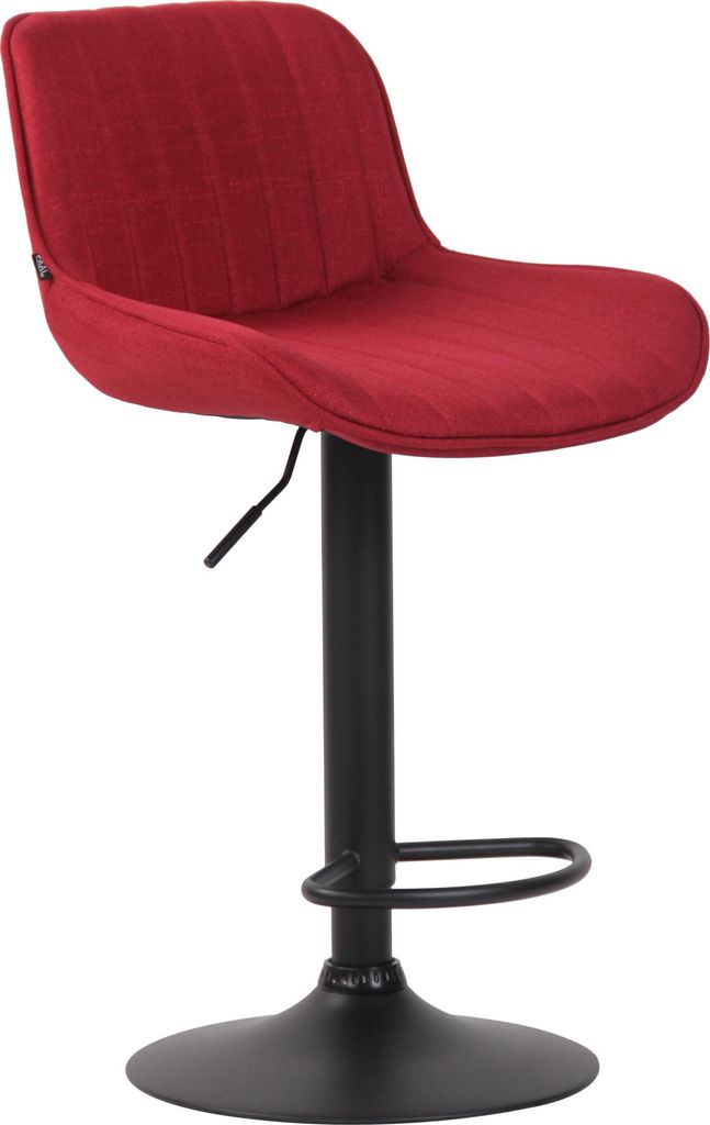 Barhocker BEKIM - Stoff Rot 50x50x86 cm Schwarz | Barstuhl Mit Lehne Drehbar Tresenhocker Tresenstuhl Kneipenhocker Kneipenstuhl