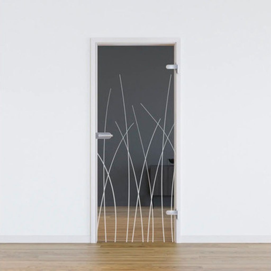 Pertura Glastür Komplettset Glera Reeds 01 584x1960x8 mm Rechts inkl. Studio Beschlag Edelstahl unverschließbar