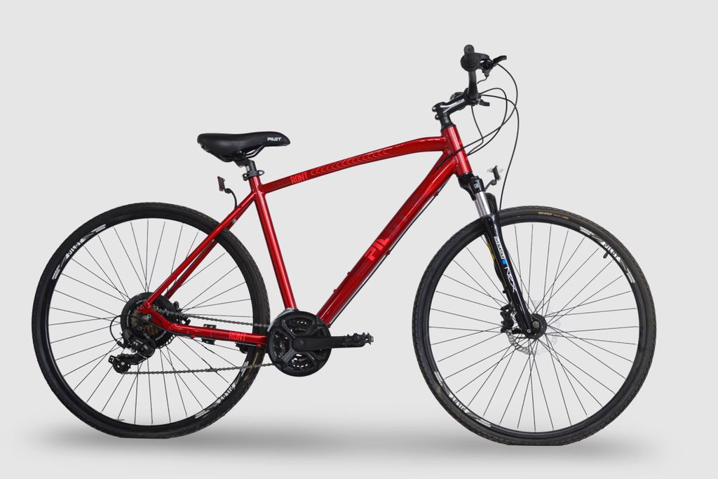 Trekking Bike 700C, Pilot Bike Skicoront Red, Frame Alloy, Shifters Shimano Turney R/7 Speed