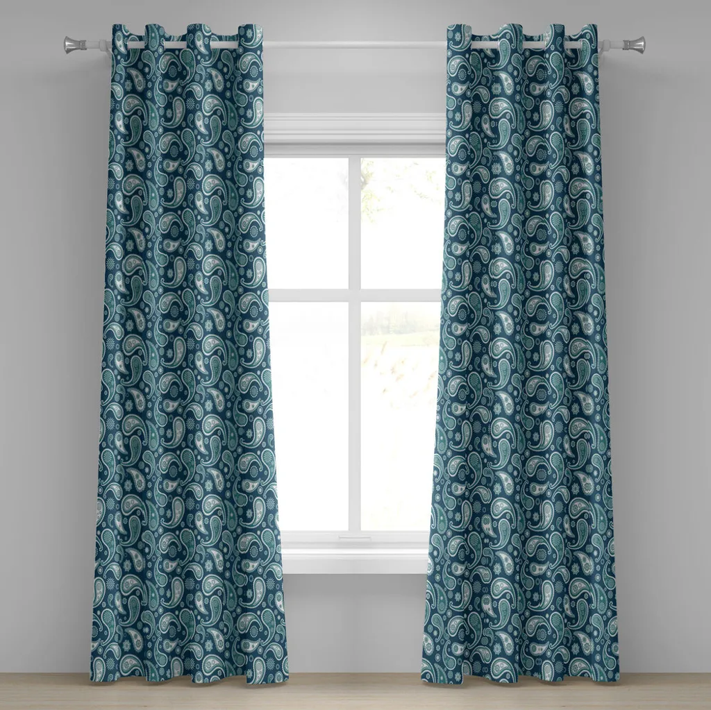 Rideaux de salon bleu et blanc 280 cm pour décoration d'intérieur