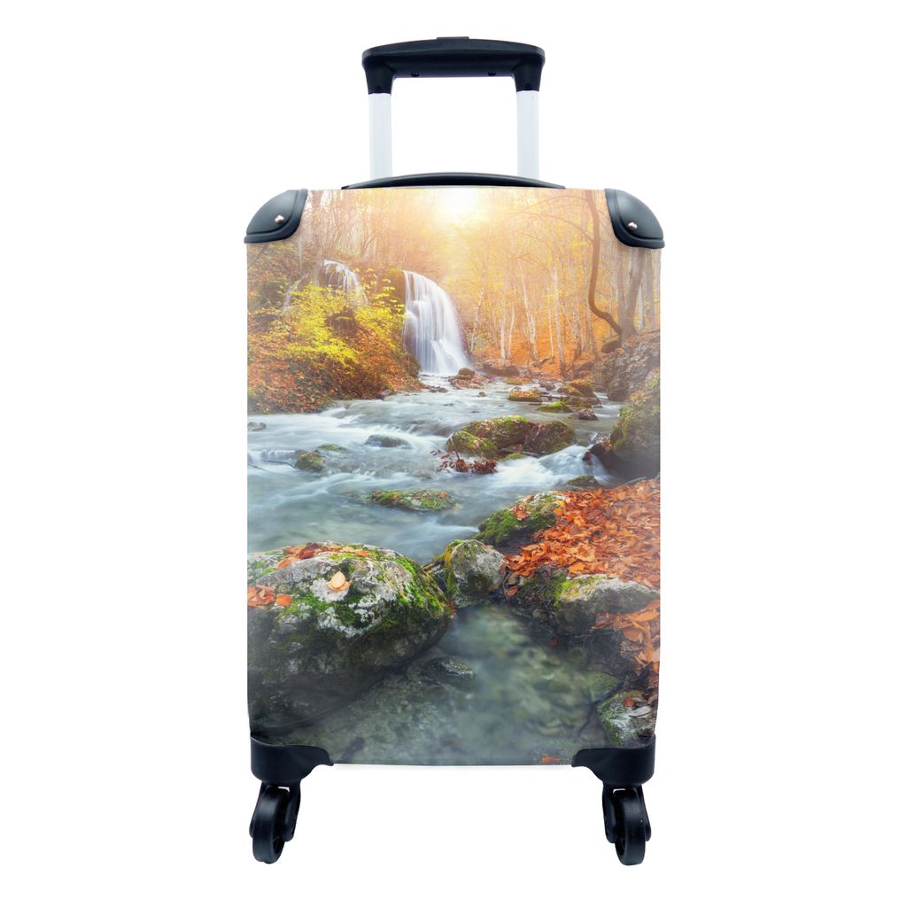 MuchoWow Koffer Handgepäck Trolley Rollkoffer Kleine Reisekoffer mit 4 Rollen - Natur - Sonne - Herbst - Cabin Size < 55x40x23 cm & 55x40x20 cm ...