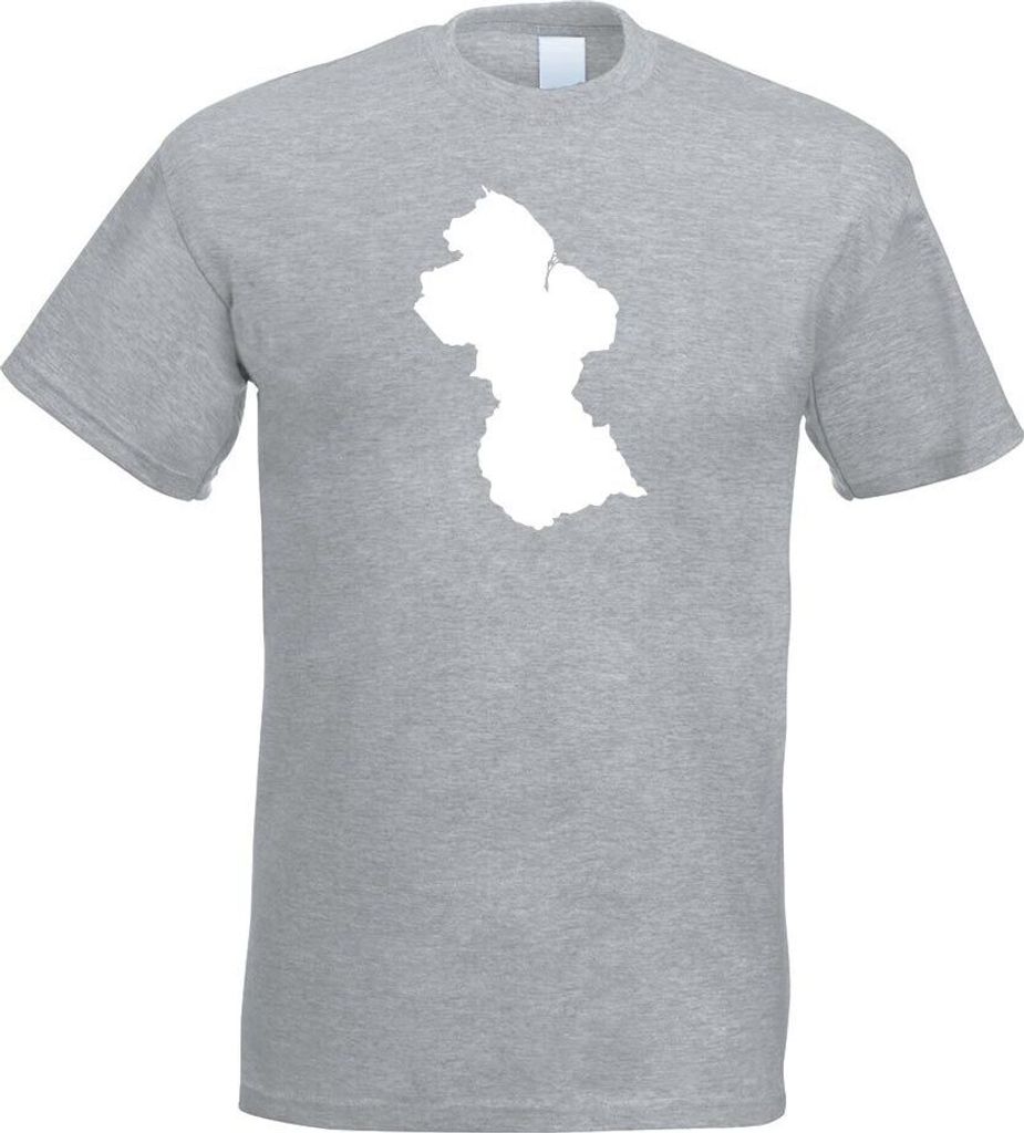 Kiwistar - T-Shirt - Graumeliert - Guyana Umriss Kontur Herren Funshirt Bedruckt Design Sprüche Spruch Motive - mit Motiv Bedruckt - Funshirt Desi...